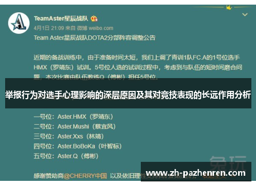 举报行为对选手心理影响的深层原因及其对竞技表现的长远作用分析 举报行为对选手心理影响的深层原因及其对竞技表现的长远作用分析