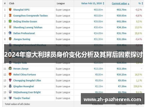 2024年意大利球员身价变化分析及其背后因素探讨 2024年意大利球员身价变化分析及其背后因素探讨